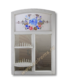 Зеркало-окно с панно "Птица-царица"