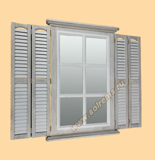 Зеркало-окно со складными жалюзийными ставнями