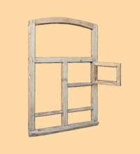 Рама11 для декорирования с полукрулым верхом с двойным переплетом с маленькой форточкой