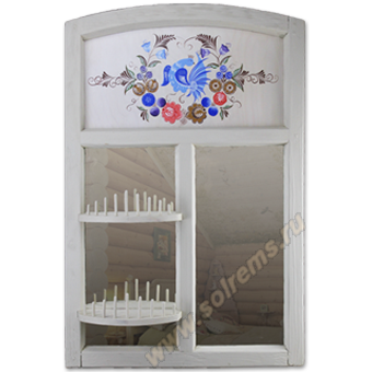 Зеркало с расписным панно "Птица-царица"