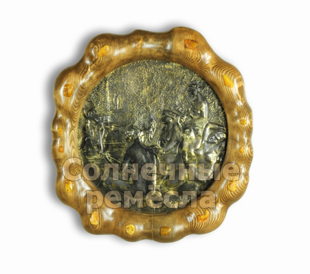 Картина-чеканка "Турецкая баня" (чеканка по латуни, ангарская сосна)