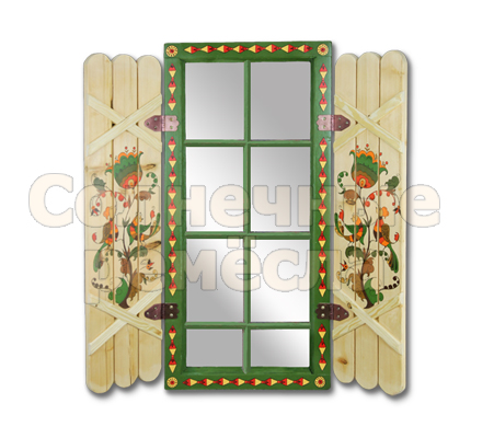 Зеркало-окно с переплетом и со ставнями "Борецкие мотивы"